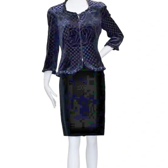 🆕🏷️ Armani Collezioni Burnout Silk BlackVelvet Jacket & Skirt Set NWT 🇮🇹 - Picture 13 of 14